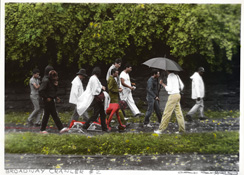 Thumbnail photograph from performance piece The Red Broadway Crawler